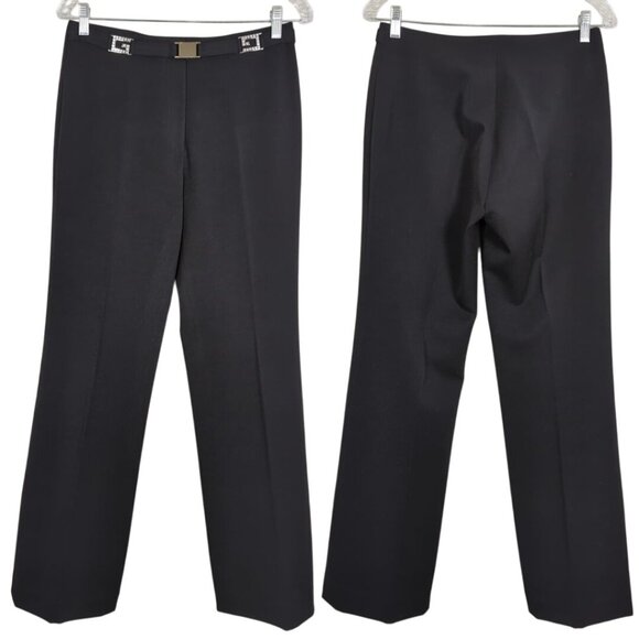 Parisline Vintage Women's Black Straight-Leg Elegant Pants With Rhinestone sz 10 - Picture 15 of 15